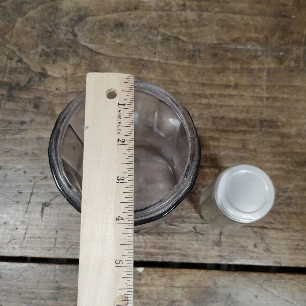 Vintage Hoosier Cabinet Clear Glass Panel Design COFFEE Embossed Jar Spice Lid